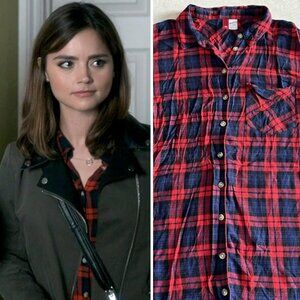 H&M Oversized Soft Plaid Button Down Shirt ASO Clara Oswald